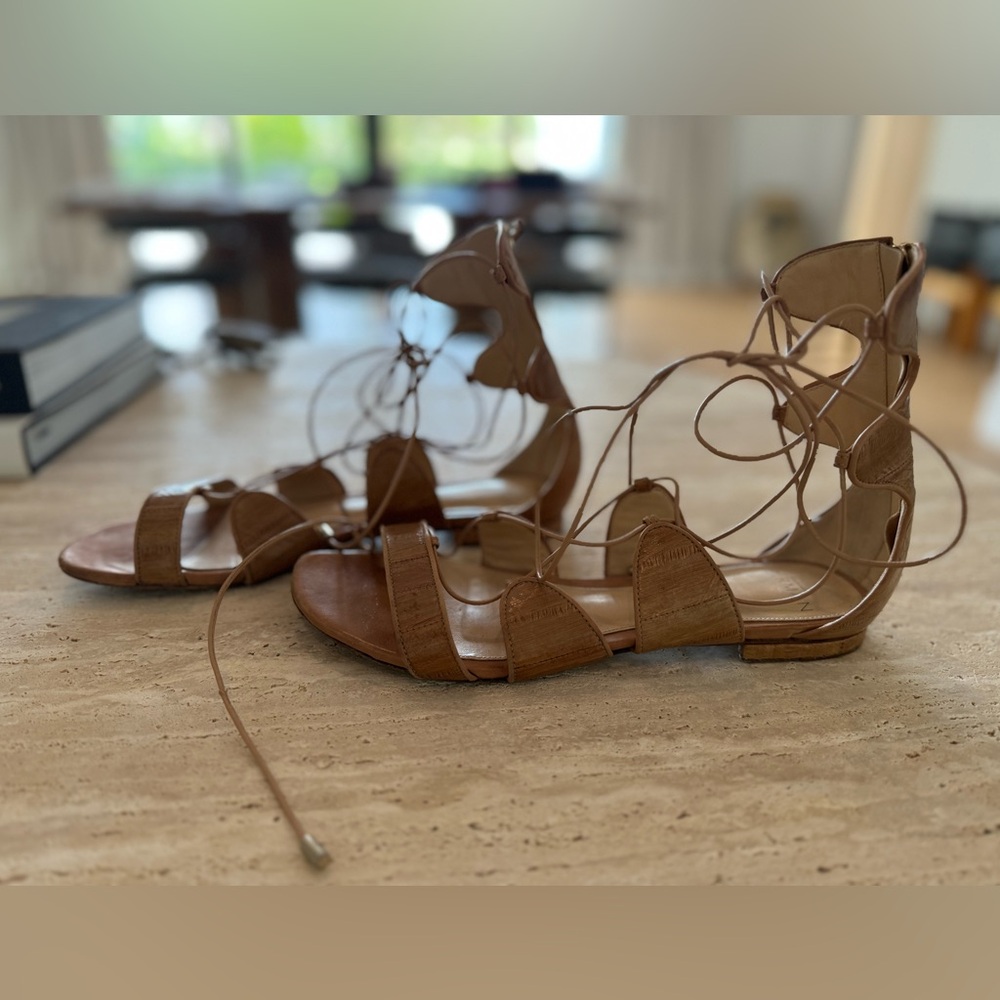 Alexandre Birman Leather Flat Lace up Gladiator Sandal